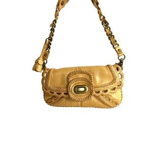 Lockheart Chainlink Strap Shoulder Bag Purse Tan Braided Artisan Leather Details